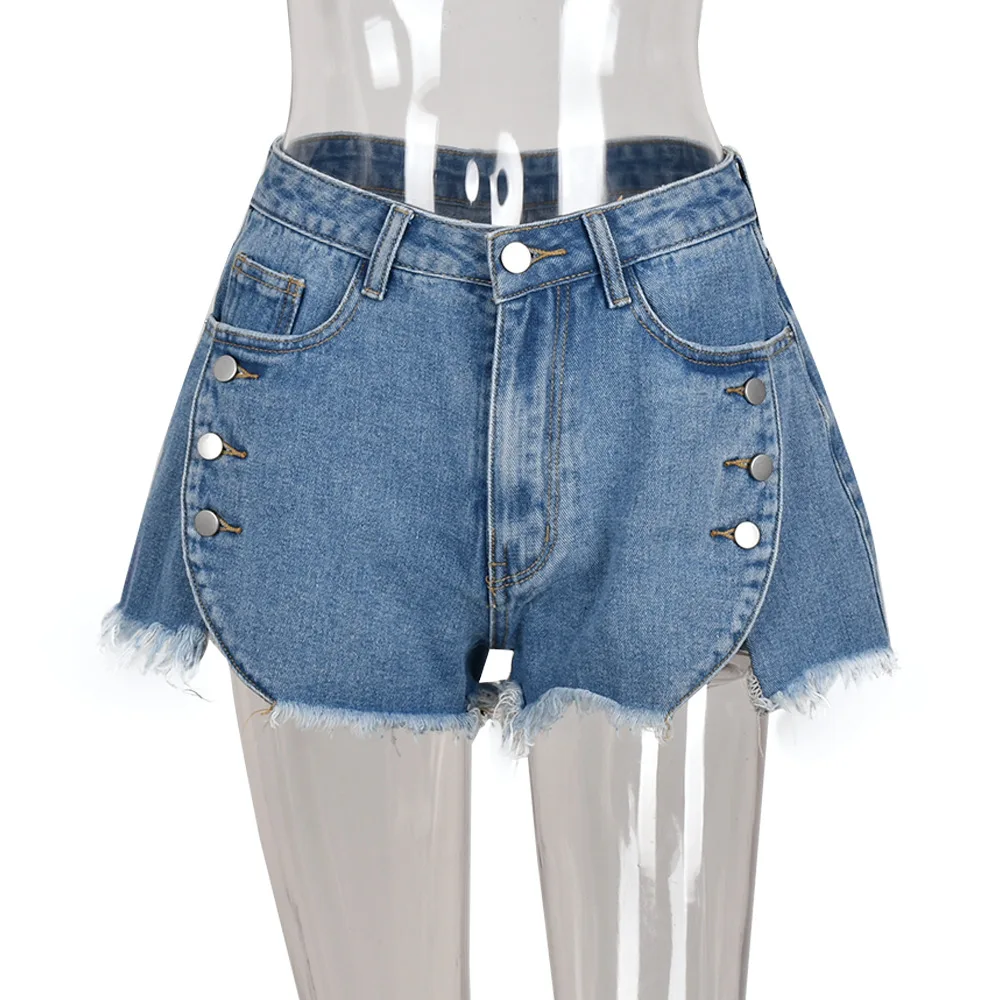 BKLD Women Clothing Denim Shorts 2022 Summer New Sexy Slim Tassel Buttons Split Jean Shorts Harajuku Streetwear Hot Shorts Girls