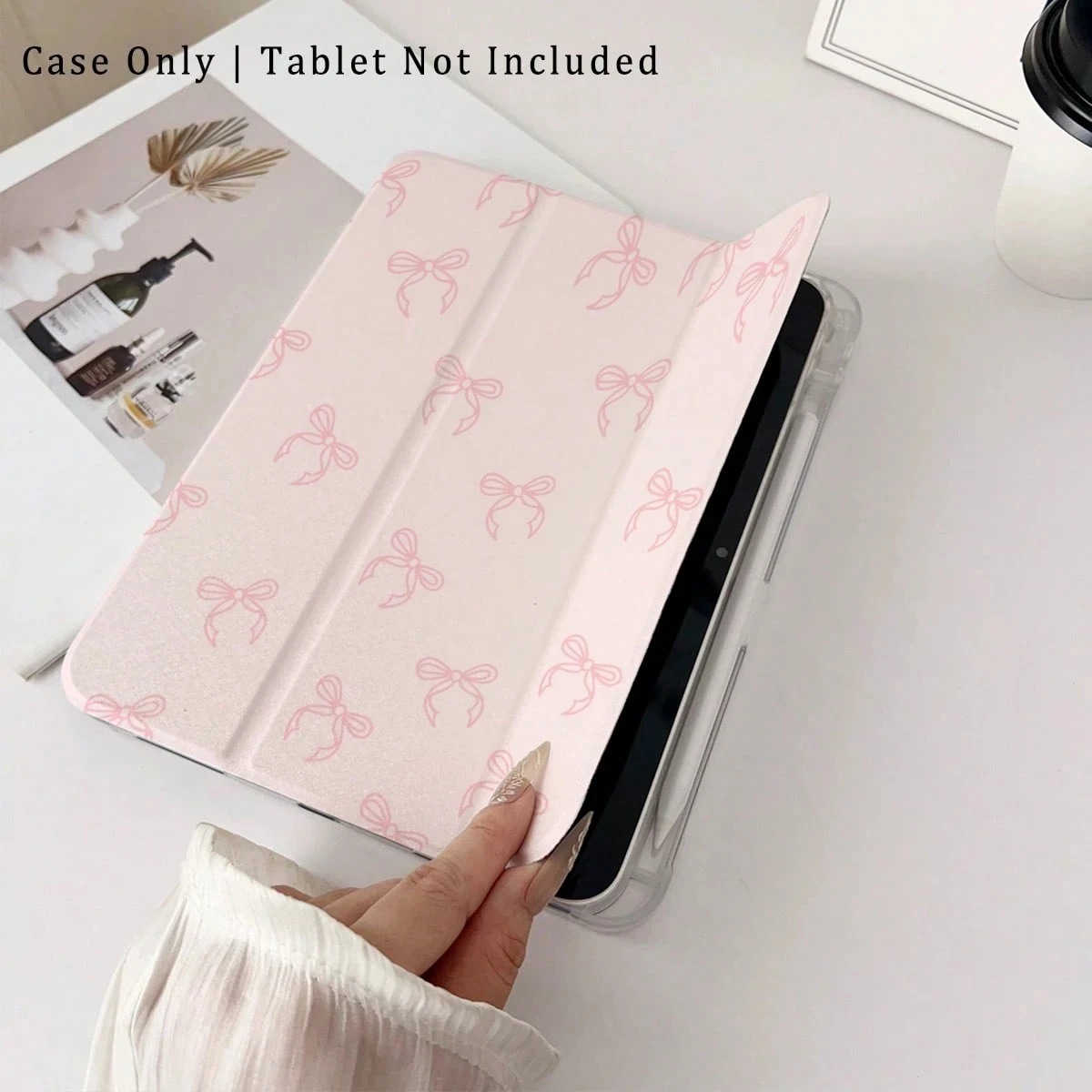 Pink Bowknot Tri-Fold Tablet Case