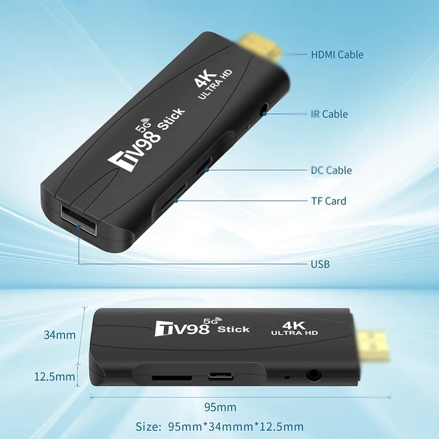 TV98 TV Stick Android 12.1 4K HD 1G 8G TV Box 2.4G 5G Dual Wifi Smart TV Box Media Player TV Receiver Andriod TV Stick 2