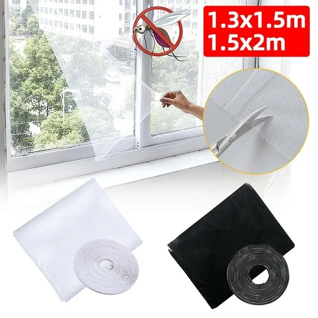 Anti Fly Mosquito Net DIY Self-Adhesive Fly Mosquito Window Net Mesh Mosquito Insect Bug Net Curtains for Windows