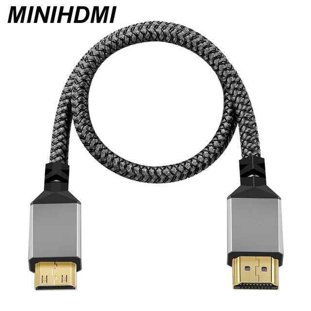Nylon MINI HDMI To HDMI Cable HDMI2.0 MINIHDMI Male A Male 4K 60HZ HD 1080P  Adapter Converter 1M 2M 3M 5M 10M Wire TV Camera