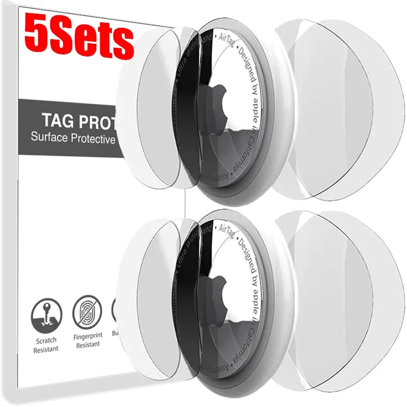 

5-1 Sets Screen Protector Front Back Protective Films Skin for Apple Airtag Air Tag HD High Clear Anti-Scratch Flexible TPU Film