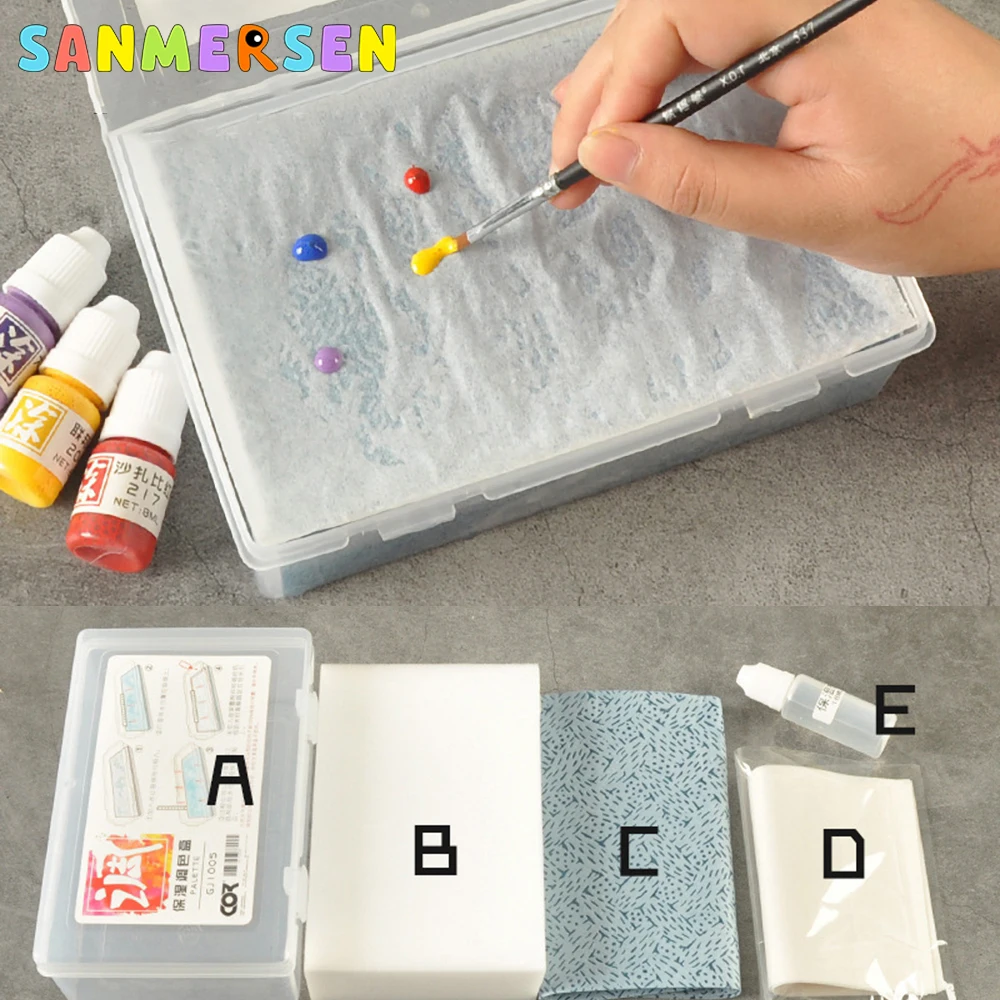 

Model Coloring Operated Box Wet Tray with Water Guide Paper Modeling Craft Hobby DIY Tools Decals Stickers Moisturizing Box