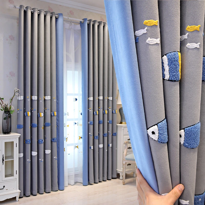 2022 Curtians for Living Room Bedromm Curtains Children's Room Boys and Girls Cartoon Embroidery Window Curtain Customized