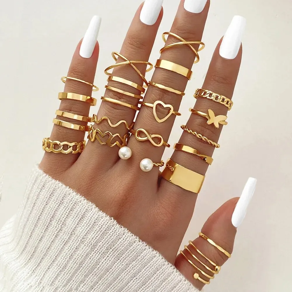 Jewelry Sets Jewelry Set 57 Pcs/Set Fashion Metal Wide Face Earrings Necklaces Bracelets Ankles Rings Combinations Women Gifts