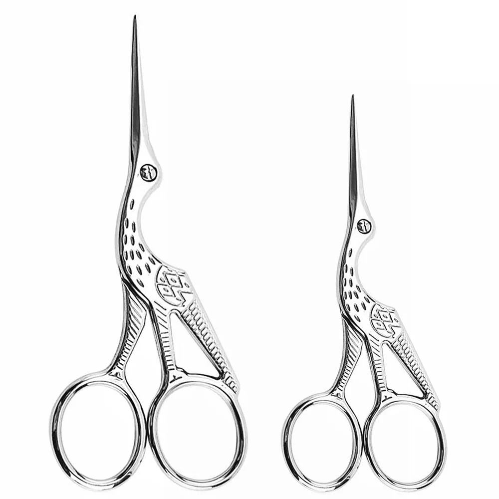Sewing Scissors Tailor Scissors Craft Scissors Sewing Supplies 2 PCS/Lot Gold & Silver Stork Shaped Embroidery Shears Dressmaking Tailor's Scissors For DIY Fabric Sewing