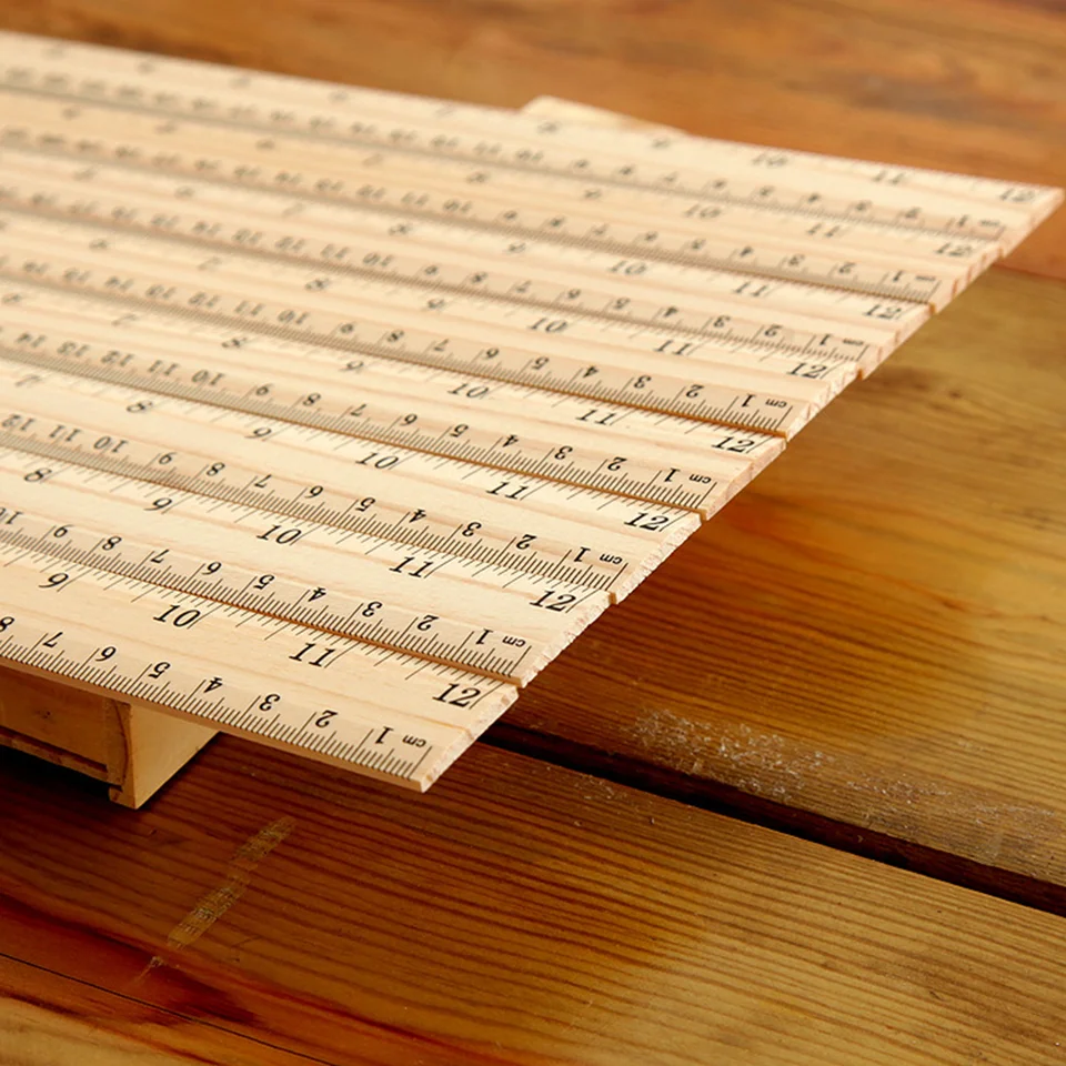 Paquete De 6 Reglas De Medición De 12 Pulgadas Y 6 Reglas De Madera De 6 Pulgadas Con Ideal Para Aula, Escuela, Hogar Y Oficina