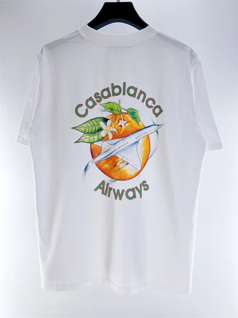 

23SS New Fasion Airplane Logo Casablanca T-Shirt Men Women New Fasion Casual Tee Black White Short Sleeve Goth