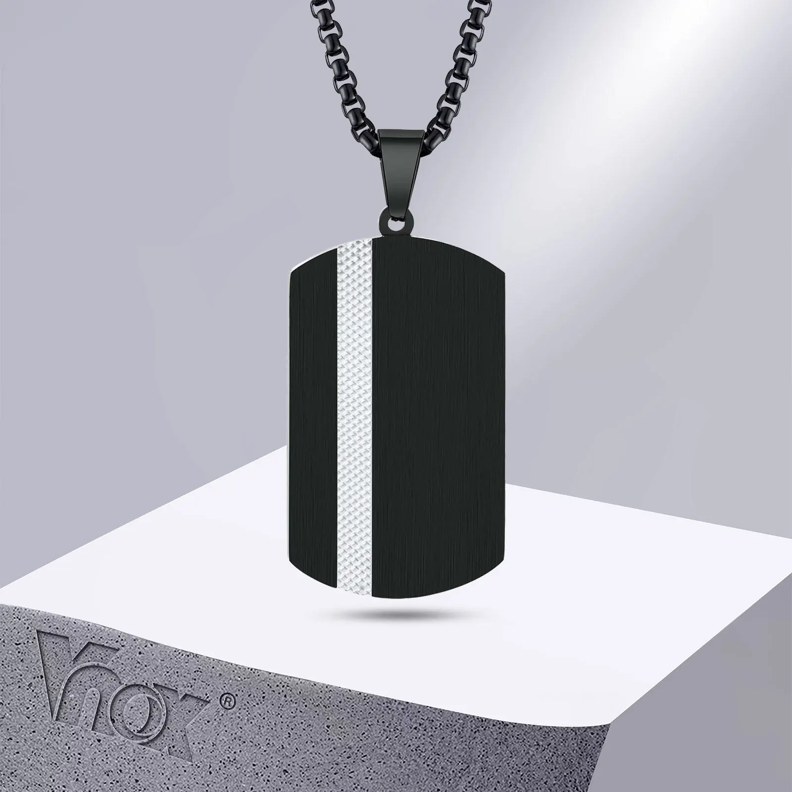 2x Mens Dog Tag Necklace Pendant Black Silver, Handmade Jewelry for Men,  Stainless Steel Chain Necklace for Him, Unique Gifts for Men 