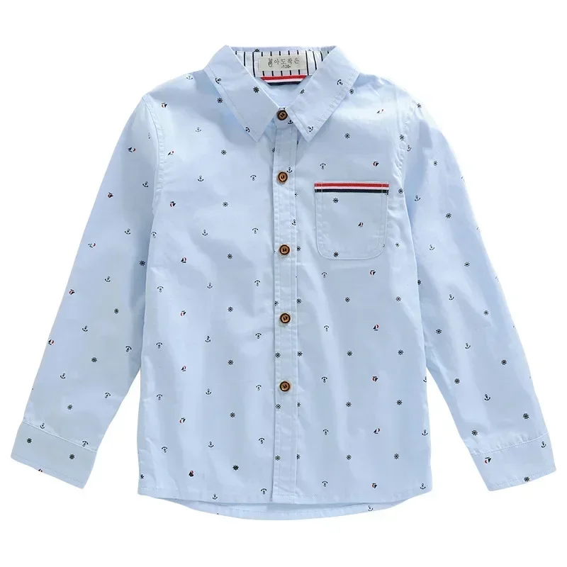 New Spring Autumn Long Sleeve Boys Blouses Breathable 100% Cotton Kids Children Shirts 5-15 Years Kids Shirts Boys