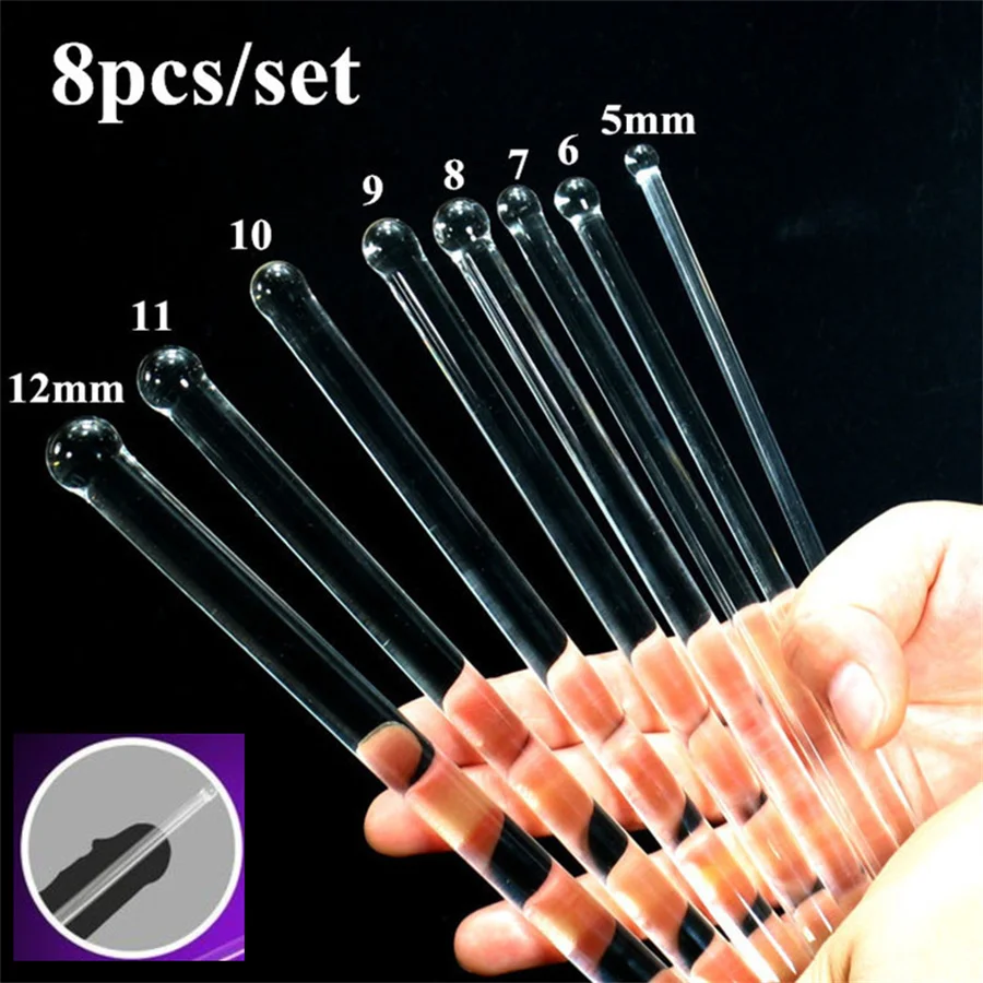 

8PCS Glass Urethral Dilator Catheter Sound Rod Penis Plug Kit Urethra Plug Masturbator Penis Insert Stimulate Sex Toys For Men