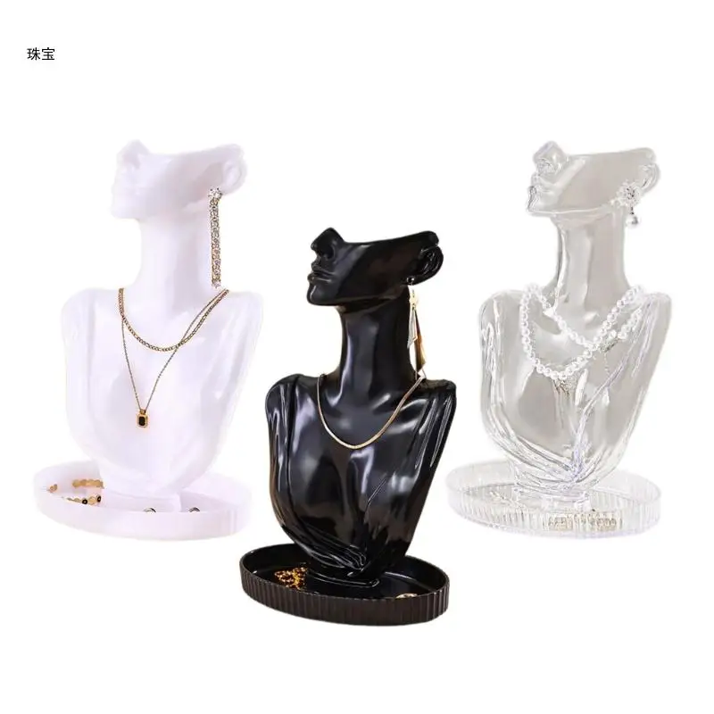 

X5QE Mannequin Shaped Necklace Elegant Earrings and Rings Holder Jewelry Display Stand for Jewelry and Pendants