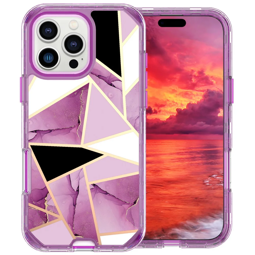 Shockproof Plated Marble Armor Phone Case