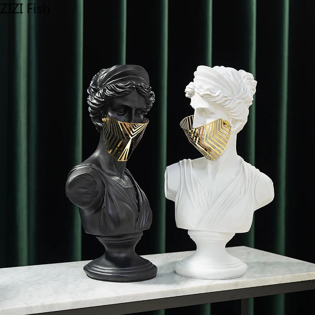 Figurine De David En Masque D'or, Sculpture D'imitation De Plâtre,  Décoration De Bureau, Statue De Portrait En Résine, Décoration De Maison  Blanche - Figurines Et Miniatures - AliExpress