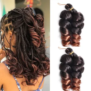 French Curly Braiding Hair Crochet Braids Extensions 22inch Pre Stretched Bouncy Braiding Hair Easy Braid Curl Braids Loose Wavy 1