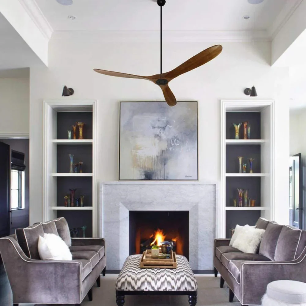 42" 52" 60" Outdoor/Indoor Ceiling Fan with Remote Control Energy DC Motor 3 Solid Wood Blades