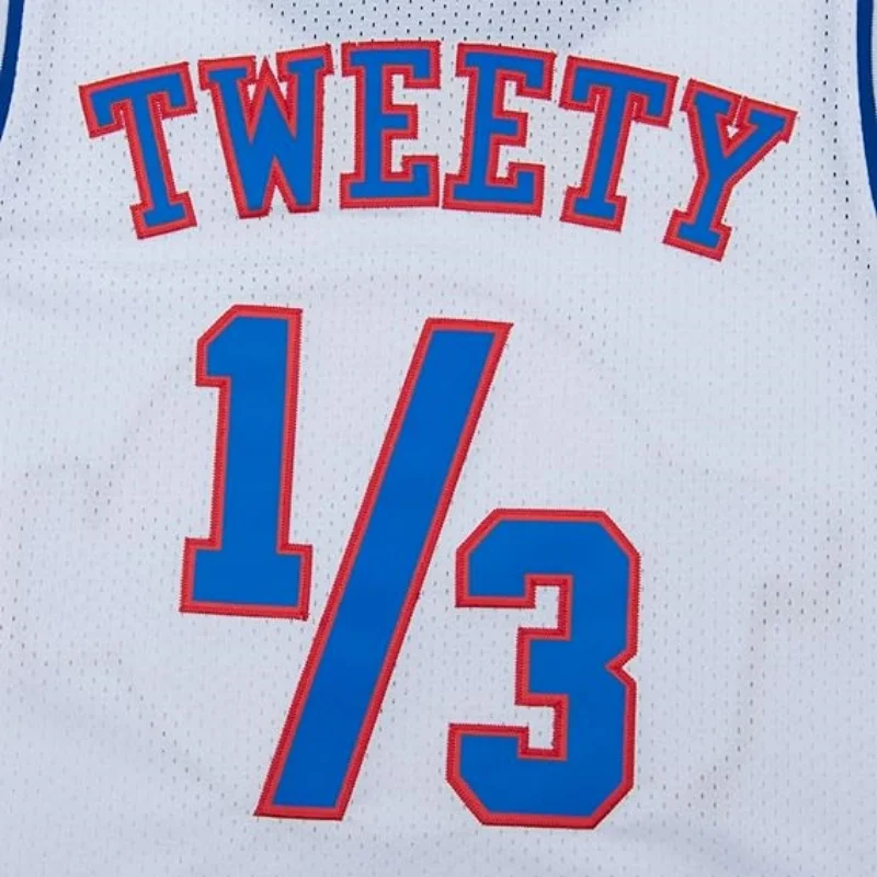 Space Jam #1/3 TWEETY Basketball Jersey Movie Tune Squad Tops Mens Sports Sewing Shirt White Outdoor Single Male
