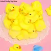 12pcs Cute Mini Yellow Rubber Float Squeaky Sound Duck Bath Toy Baby Bathroom Water Pool Funny Toys For Girls Boys Gifts 2
