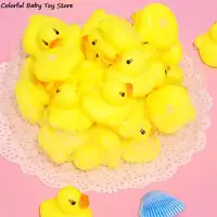 12pcs Cute Mini Yellow Rubber Float Squeaky Sound Duck Bath Toy Baby Bathroom Water Pool Funny Toys For Girls Boys Gifts 2