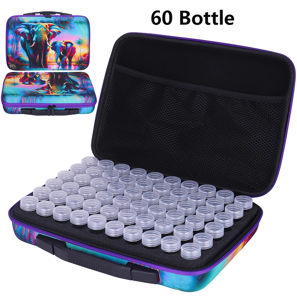 Diamond painting elephant storage bag 60 bottle tool accessories suitcase beads mosaic pen stylus work cover 5d diamond paintin