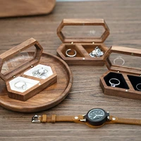 New Ring Box Jewelry Storage Engagement Wedding Ceremony Ring Customize Proposal Ring Rustic Wedding Gift for Girl Walnut Wood 2