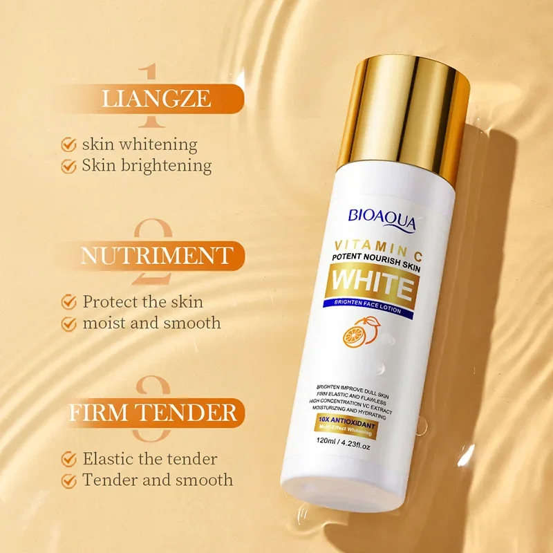 BIOAOUA Vitamin C Lighten Lotion Potent Nourishing Skin Improve Dryness Dullness Brightening Skin Moisturizing Face Emulsion