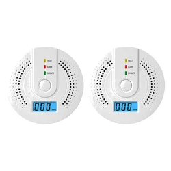 Carbon Monoxide Detector with Alarm and LED Display (2pcs)