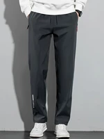 2025 hommes pantalon droit décontracté Stretch taille élastique survêtement coréen classique bleu noir gris mâle marque pantalon grande taille 5