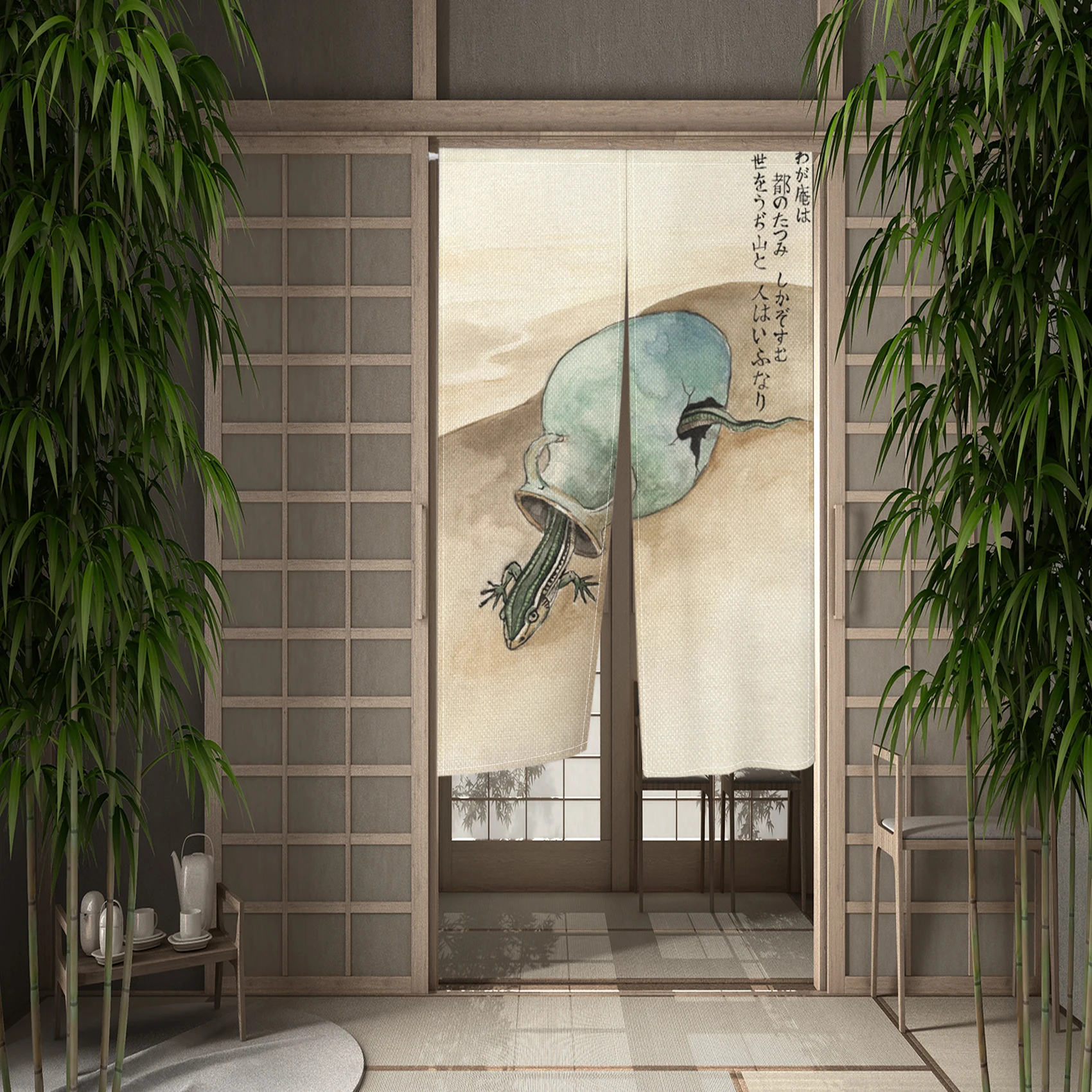 Wild Tiger Animal Japanese Door Curtain Owl Monkey Leopard Lobster Bird Kitchen Partition Curtain Entrance Hanging Half-Curtain 4