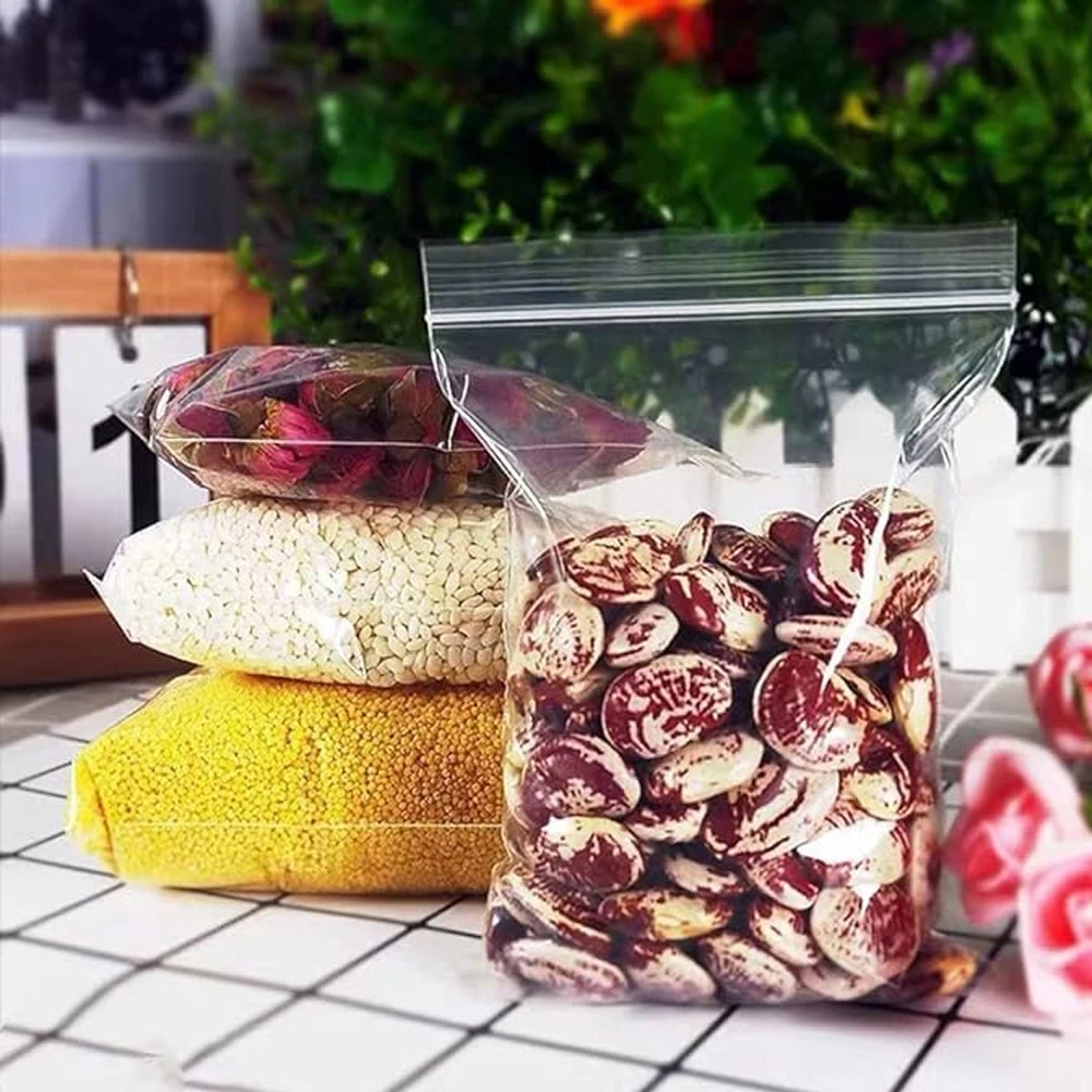 1000-100Pcs Small Zip Lock Plastic Bags Transparent Bag