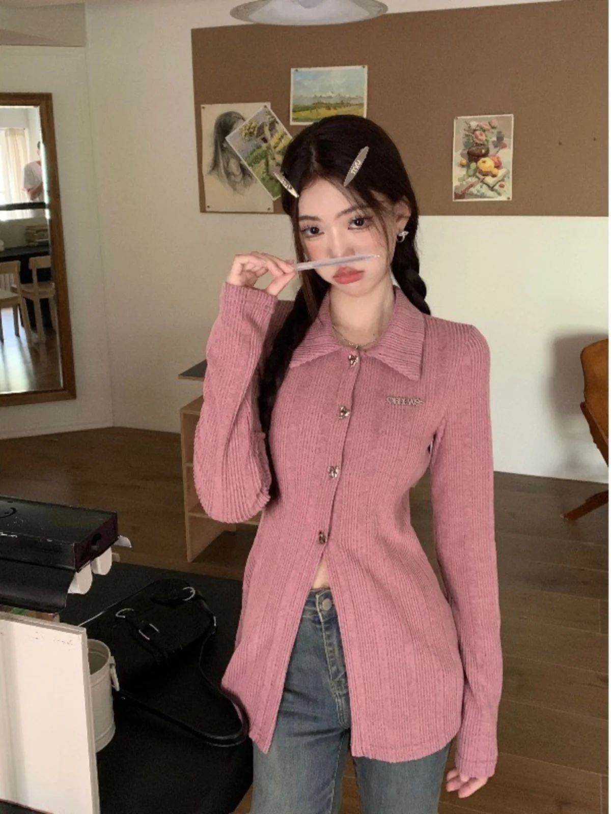 

Office Lady Knitted Women Sweater Japan Style Sweet O-neck Solid Color Knitted Cardigan Causal Vintage Women Lazy Style Knitwear