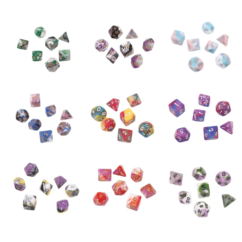 DND-Dice Set 7-Die Polyhedral RPG-Dice Set with Sharp-Edges for Dungeons-and-Dragons Role Playing-Tabletop Drop Shipping