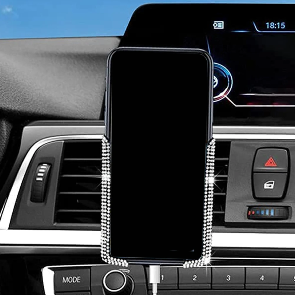 

Universal Car Phone Holder Women Bling Rhinestone Air Vent Mount Stand Bracket Drill Outlet Part