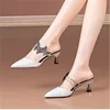 Pointed Designer Slides Fashion Rhinestones Non-Slip Women Slippers Elegant High Heel Outdoor Pearl Party Shoes 4