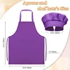Children Baking Chef Apron Front Pocket Bib Boys Girls Apron Kitchen Craft Kids Apron Painting Cooking Baby Pinafore+Hat Sets 5