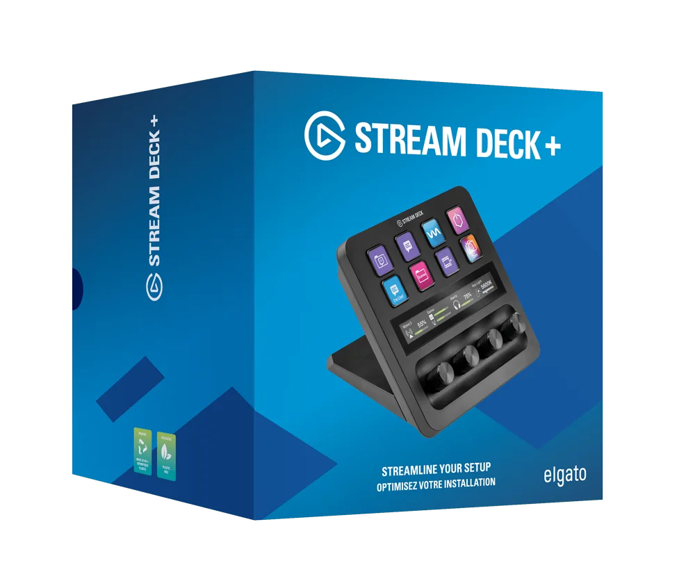 Original Elgato Stream-Deck +, Audio-Mixer, Produktion Konsole und 