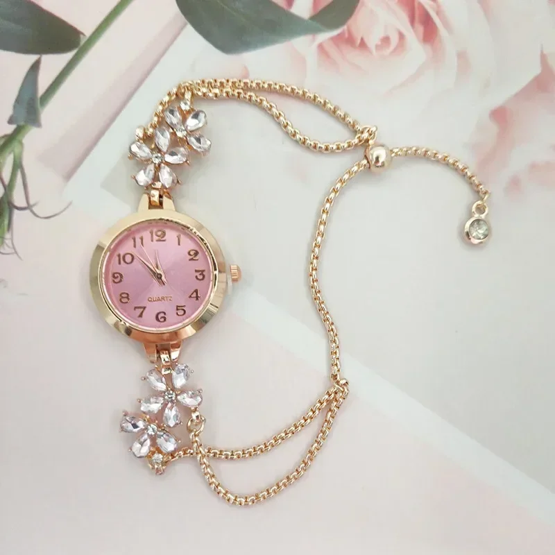 Women's Quartz Bracelet Watch Waterproof Violet Crystal