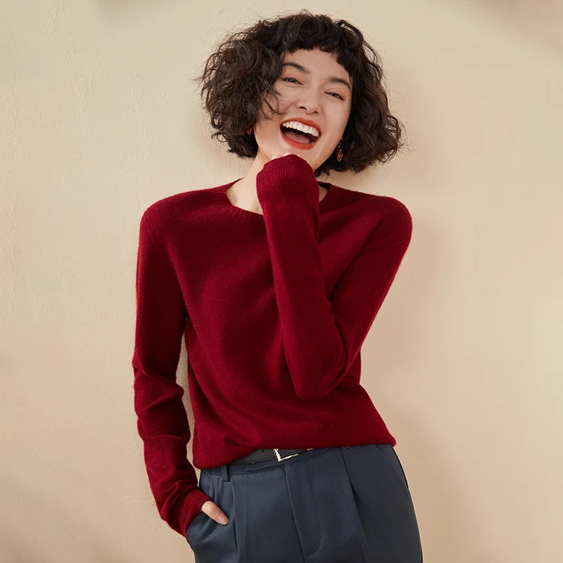 Women's pullover autumn/winter 100% pure cashmere sweater casual knitted sweater round neck loose Tops basic versatile Blouse - Image 2