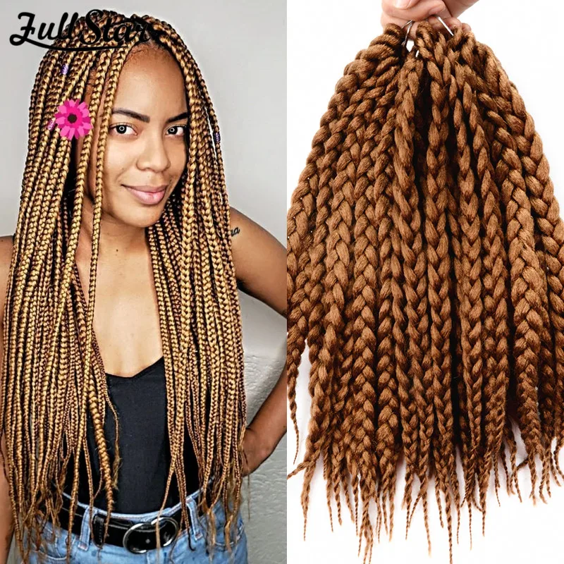 Full Star Box Braids Crochet Hair Extensions Synthetic Hair 12 Strands 12" 18 " 22" Pretwist for Women