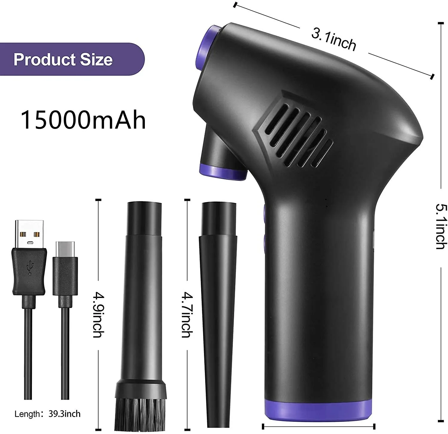 Plumero de aire inalámbrico USB, soplador de polvo de mano, recargable, de  gran capacidad, portátil, para PC, portátil, teclado limpio de coche -  AliExpress