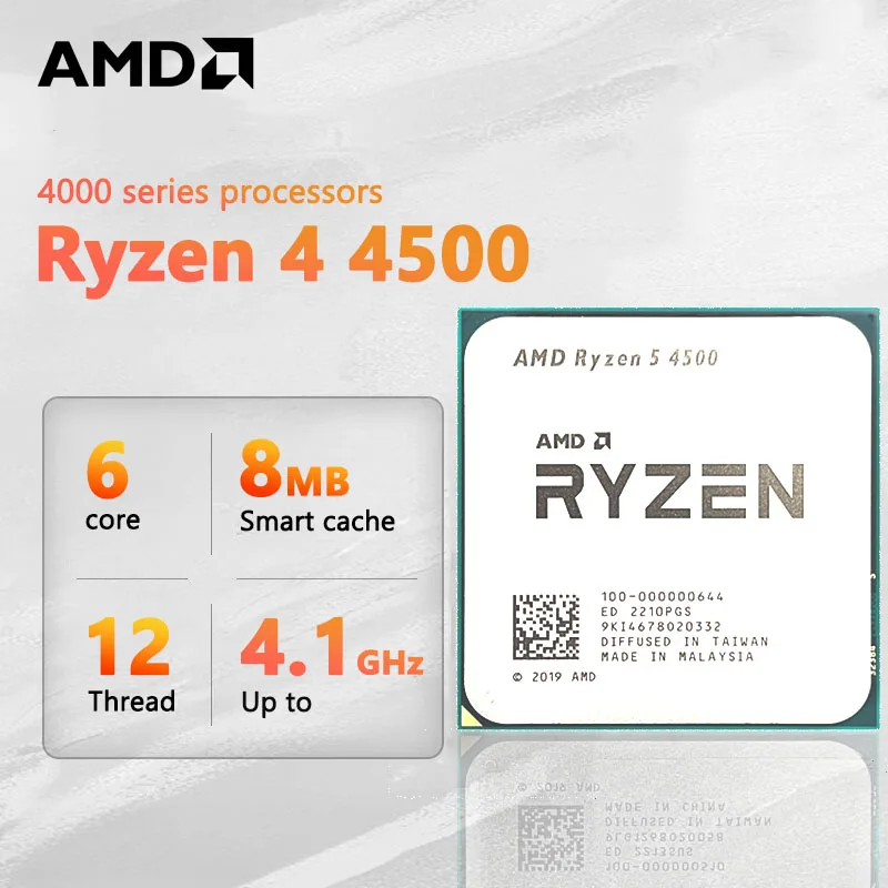 AMD R5 4500 Ryzen 5 4500 3.6 GHz 6-Core 12-Thread CPU 7NM L3