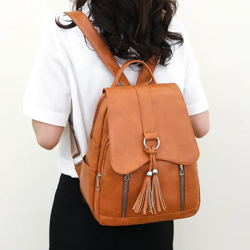 Fashiona leather women's backpack outdoor large capacity travel backpack vintage casual Feminina school bag for girls