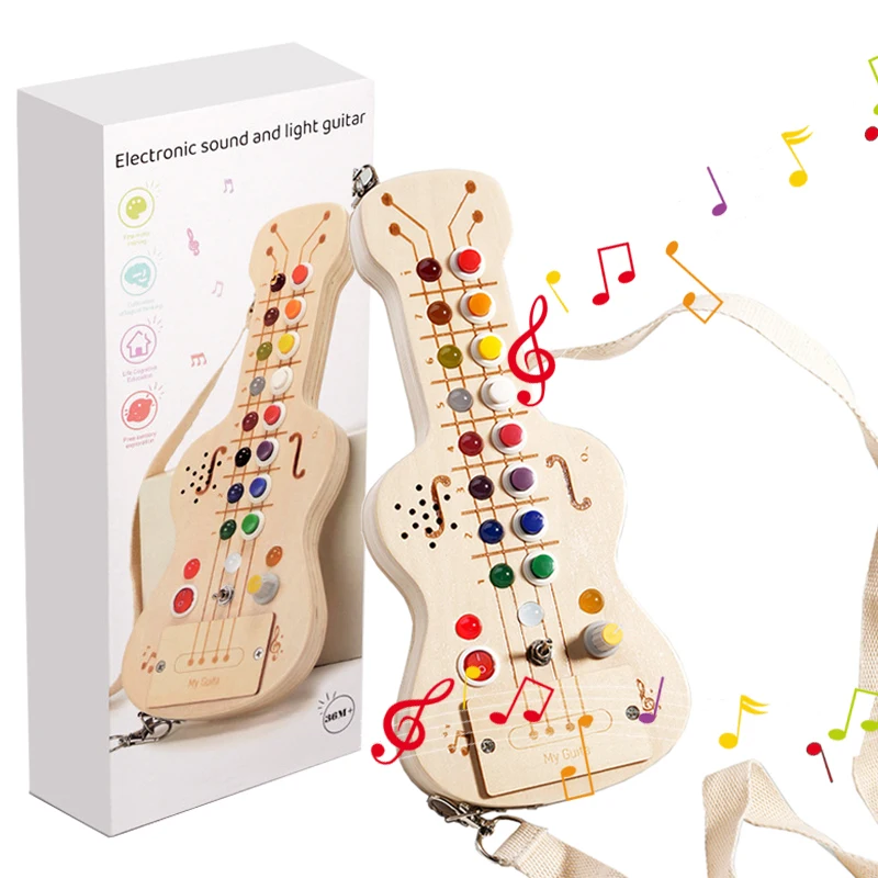 thumbnail image 2 of Montessori Busy Board With LED Lights - Wooden Sensory Activity Toy For Toddlers 1-4 Years 2 of 9