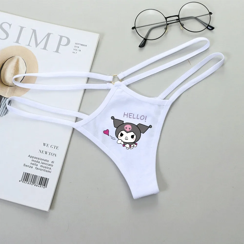 thumbnail image 1 of Bikini Sexy de Hello Kitty para mujer, bragas de cintura baja Y2K con dibujos animados de Anime Kuromi Melody, correa fina, triángulo calado, cintura baja, 1 of 5