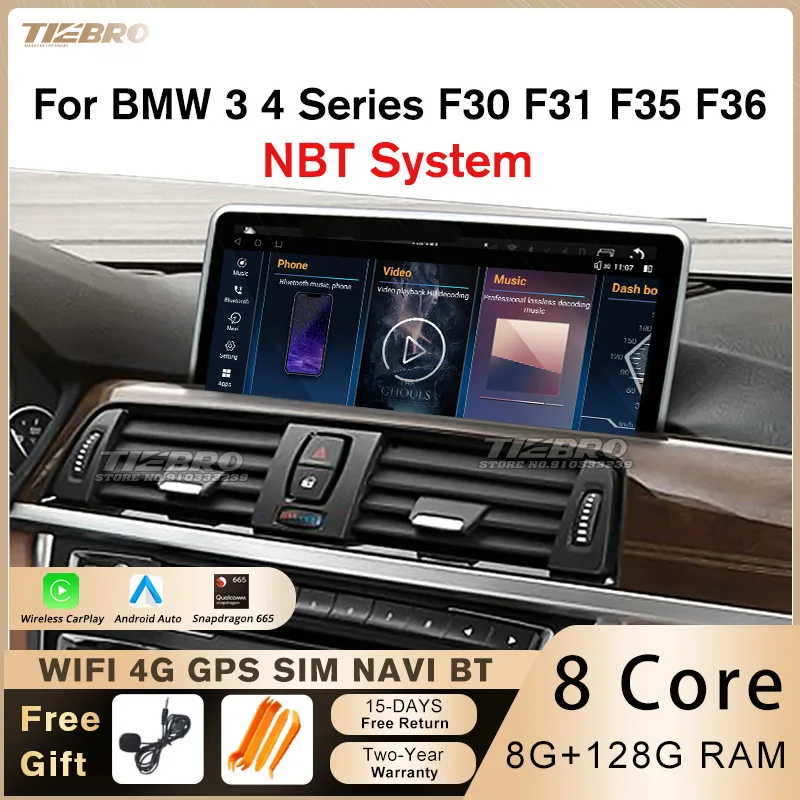 

TIEBRO 12,3 ''Android 12 1920*720P автомобильное радио для BMW 3 4 серии F30 F31 F32 F33 F34 F35 F36 NBT система стерео GPS плеер Carplay