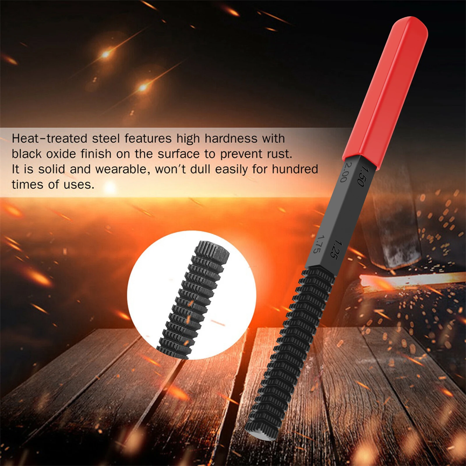 Portable Multipurpose High Hardness Thread Restorer and Repair File for Bolts, Screws, and Pipes
