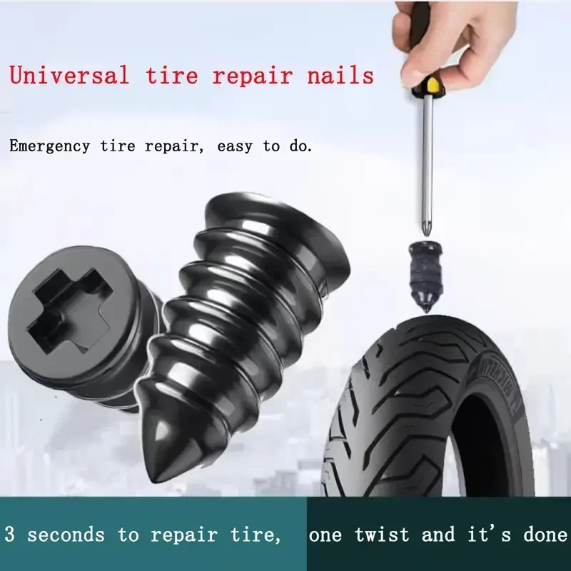 Car Tubeless Vacuum Tyre Puncture Repair Kit Rubber Tire Patch Plug Screw Nails Tire Repair Tools Fix Plug Flats Nail L/S
