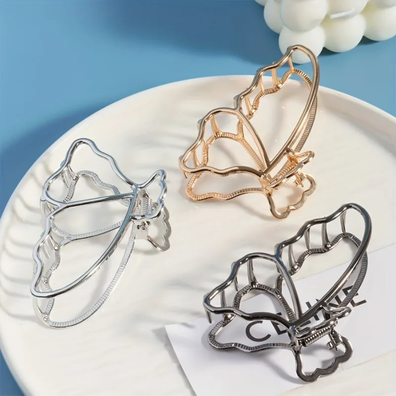 1 Stück, elegante, niedliche, einfache Haarspange, hohle Haarspange mit fliegendem Schmetterlings-Design, Zinklegierung, für Damen und Mädchen, tägliche Party, Outdoor-Dekoration