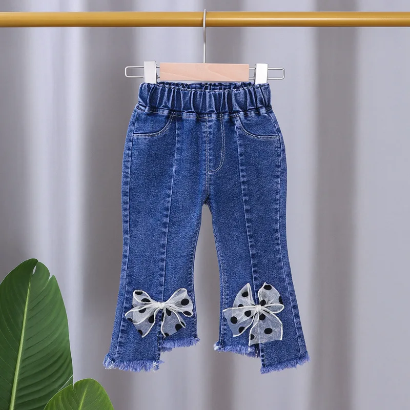 

Girls Spring Boot Cut Jeans 2022 New Baby Girl Korean Version Split Flared Trousers Children's Fashion All-match Long Pants
