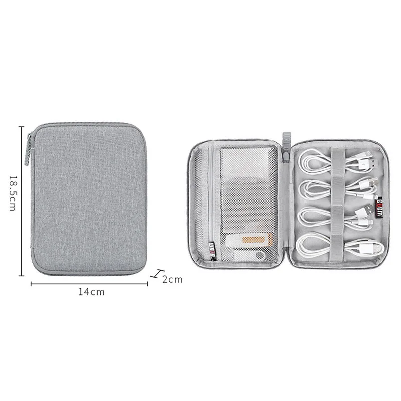 Digital Storage Bag Gray USB Data Cable Earphone Organizer Pen Power Bank Travel Kit Case Pouch Electronics Accessories - Image 6